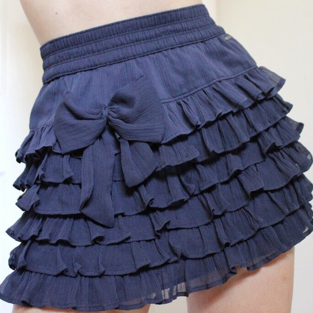 SOLD Hollister Navy Blue Ruffle Mini Skirt